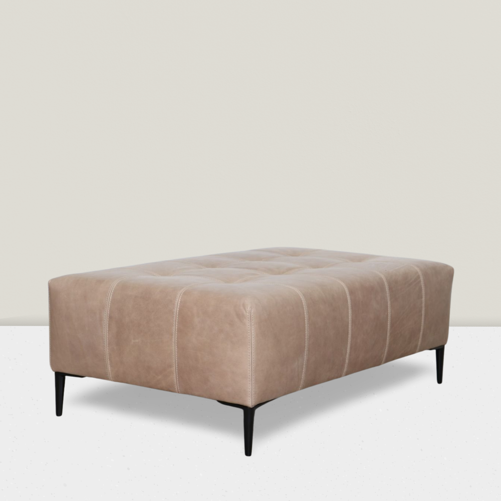 Rectangle Leather Blind Tufted Ottoman