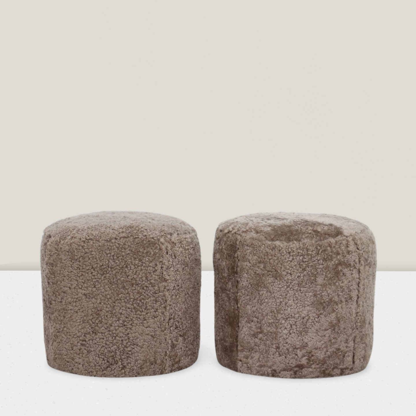 Round Drum Ottoman Shearling Hastings Glides