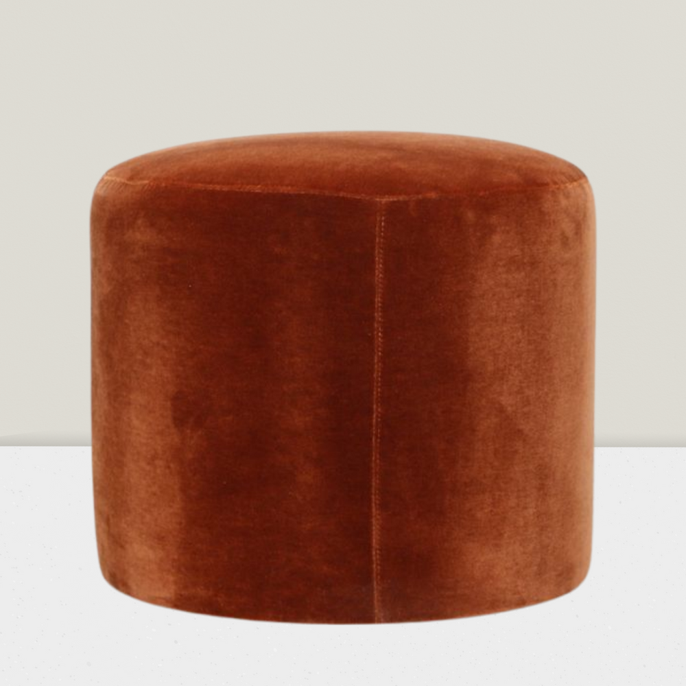 
                      
                        Round Drum Ottoman Nevada Mohair Velvet "Bark"
                      
                    
