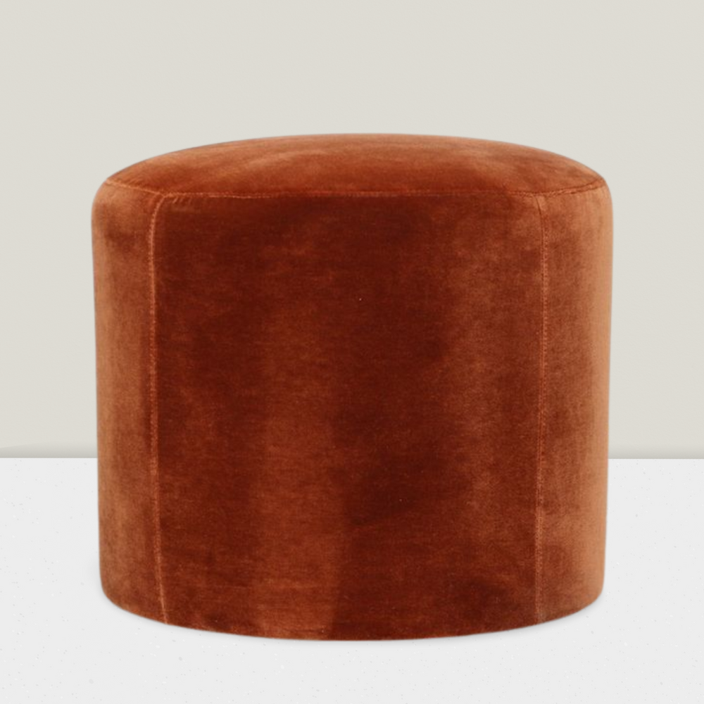 
                      
                        Round Drum Ottoman Nevada Mohair Velvet "Bark"
                      
                    