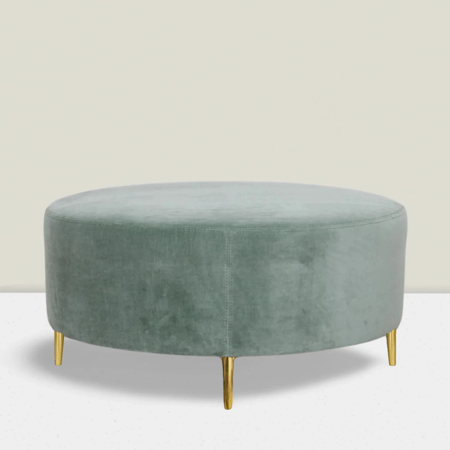 Round Smooth Top Ottoman in Fabric JB Martin Velvet - Cannes 
