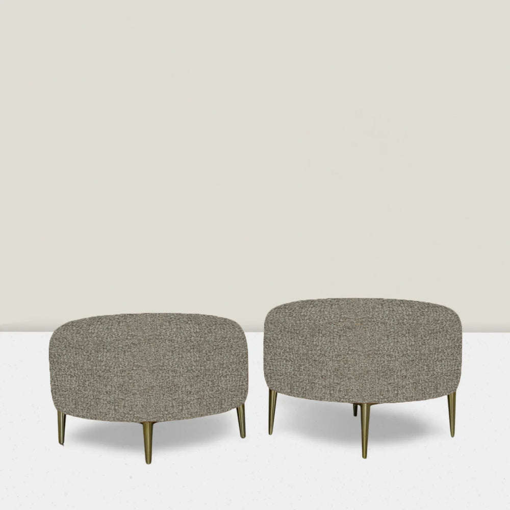 
                      
                        Tiny But Mighty Round Ottoman Pair Kravet Barton Chenille "Zen"
                      
                    