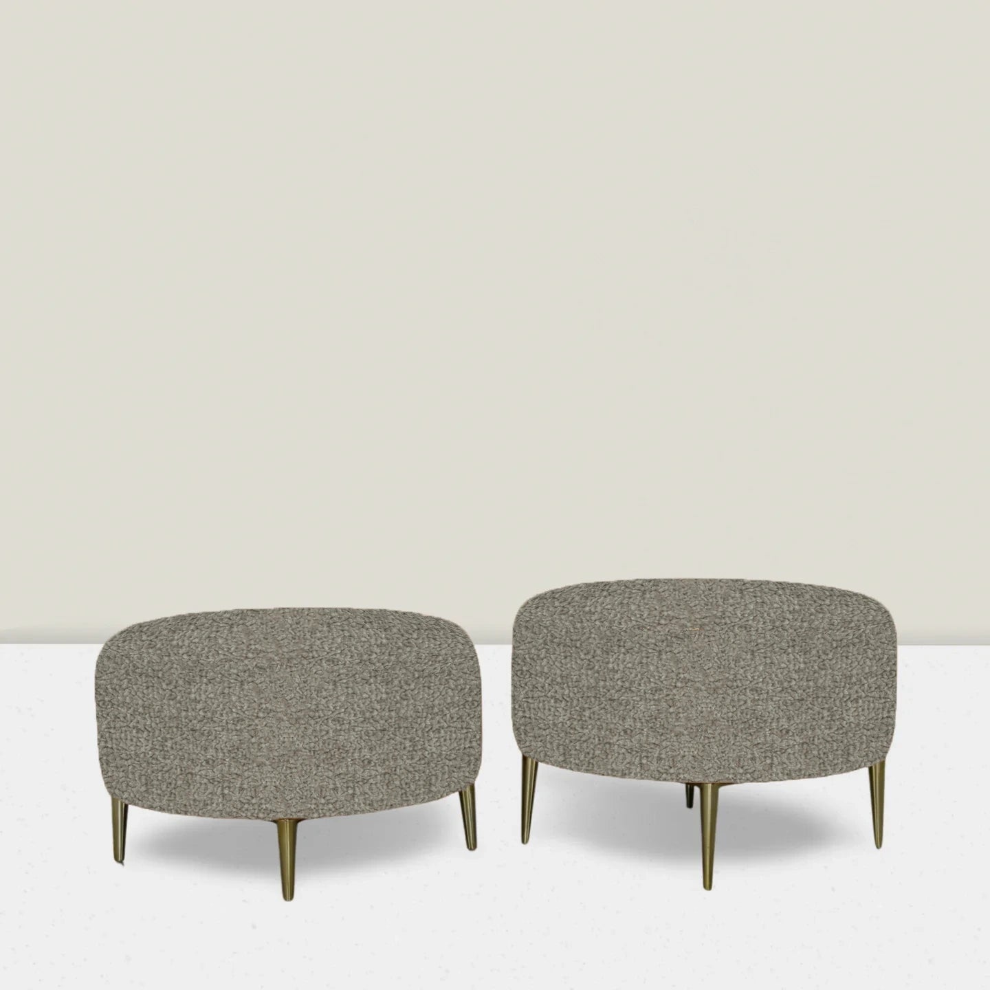 Tiny But Mighty Round Ottoman Pair Kravet Barton Chenille 