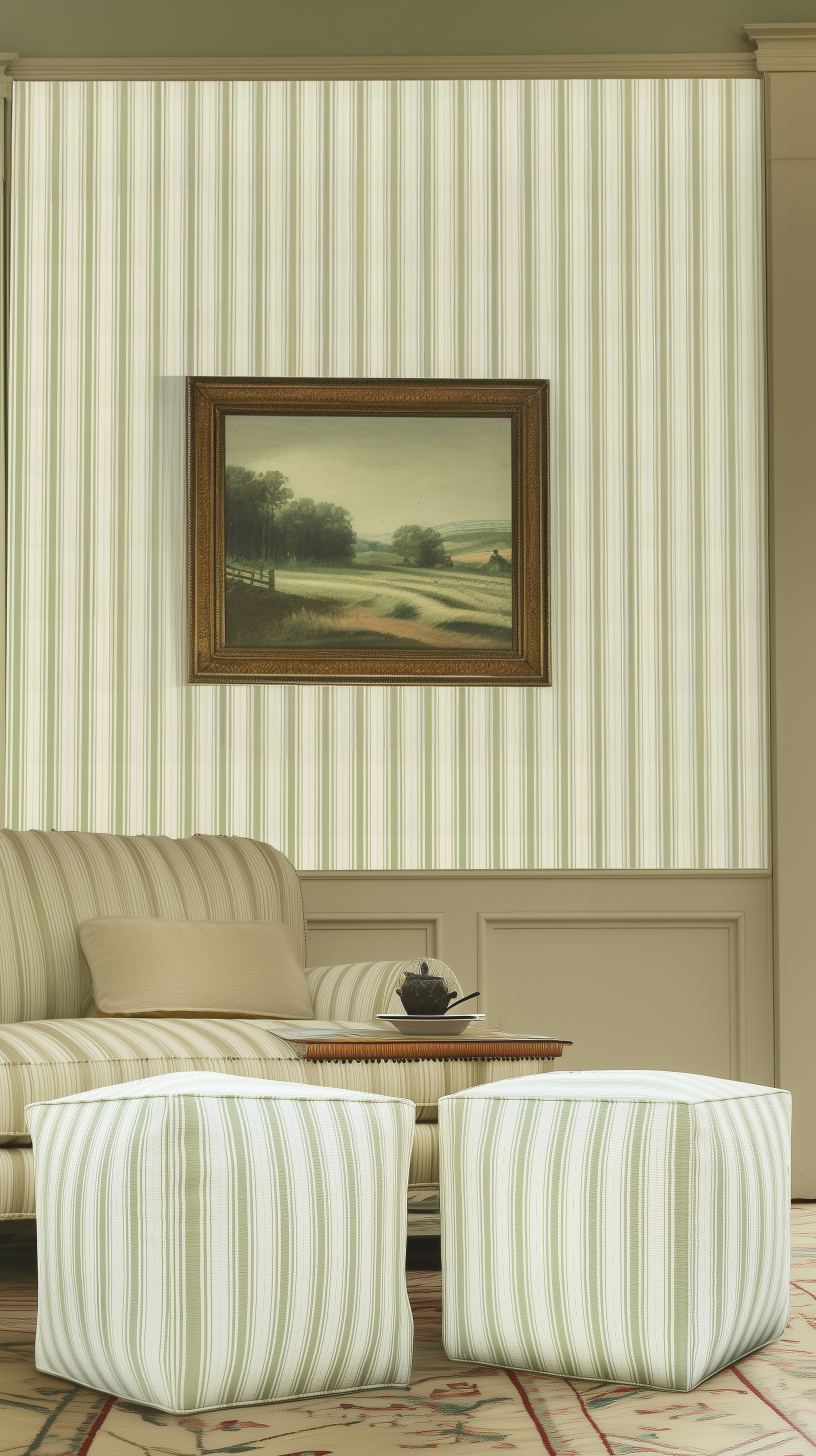 Baldwin Stripe – Celery | Luxury Designer Wallpaper