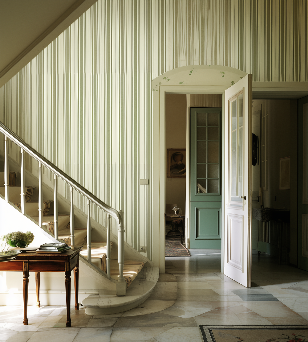 Baldwin Stripe – Celery | Luxury Designer Wallpaper